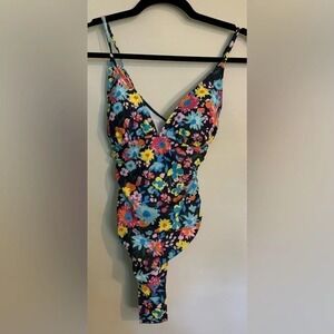 NWT AOLRO Womens Med. Swimsuit Floral‎ High-Cut Cheeky Adjustable Straps Padding